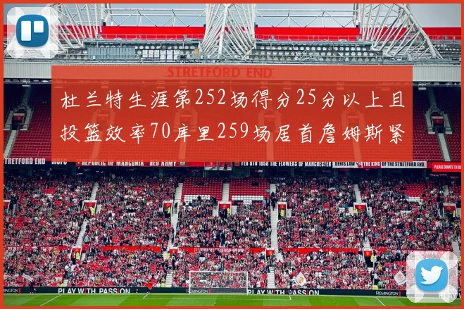 杜兰特生涯第252场得分25分以上且投篮效率70库里259场居首詹姆斯紧随其后